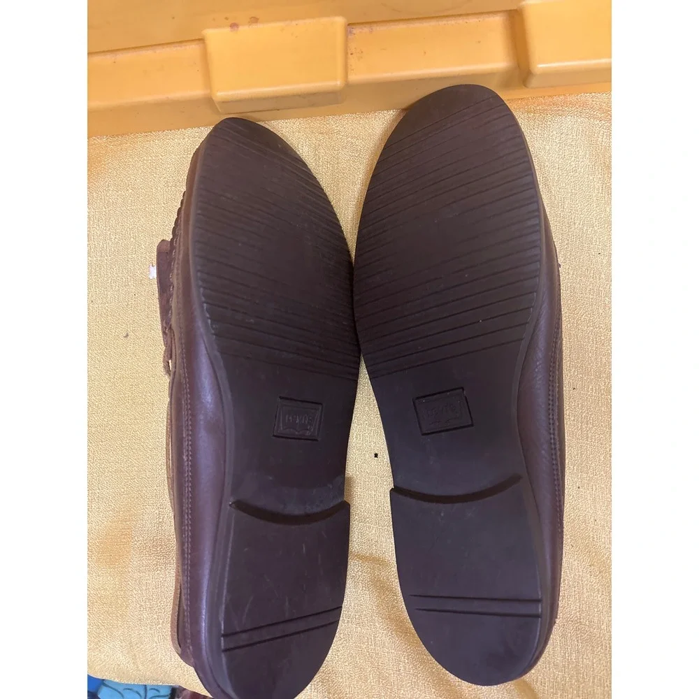 Levi's Loafers Mens 12M Brown Excellent Vintage Leather Kiltie Fringe‎ Moccasin